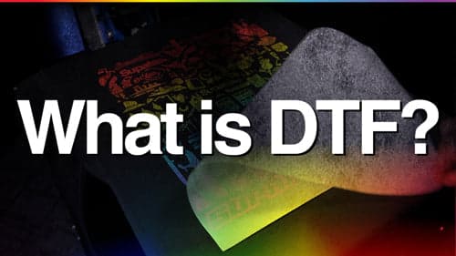Colorful DTF printed fabric samples displaying vibrant rainbow gradient designs