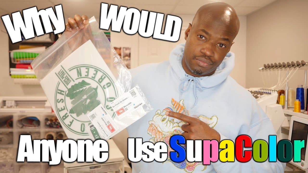 Man holding Supacolor product packaging in kitchen setting with text overlay about using Supacolor